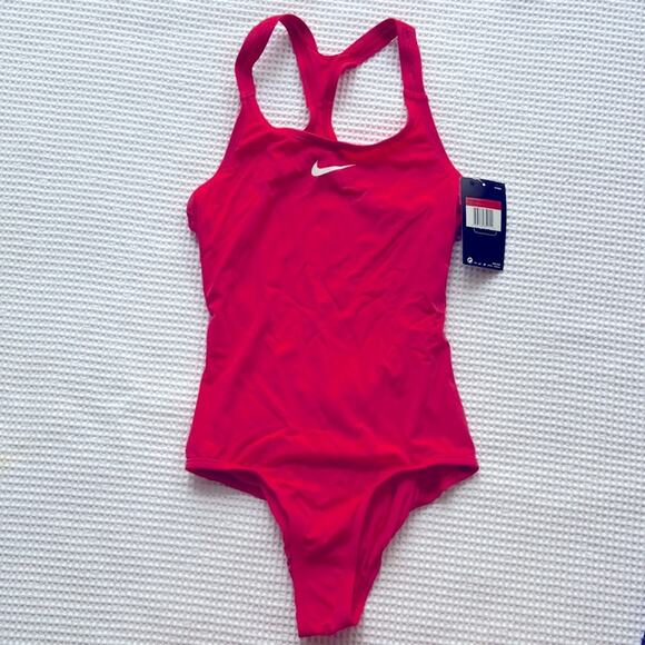 NWT Nike Girl`s Core Racerback Tank 1-Piece Swimsuit sz 14 - Picture 2 of 4